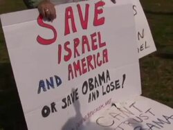 Israelis and Palestinians protest against Netanyah Stock Footage