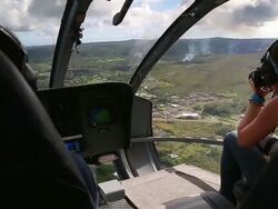 AERIAL: Homes In Pahoa, Hawaii Threatened By Lava Flow From Kilauea Volcano Stock Footage
