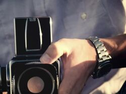 Analog photographer on street Stock Footage