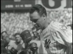New York Yankee Lou Gehrig delivers his retirement speech. News Clip
