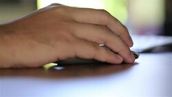 HD: hand using mouse computer on table. Stock Footage