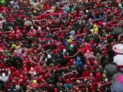 FC Bayern Muenchen Celebrate Winning The Triple At Marienplatz Stock Footage