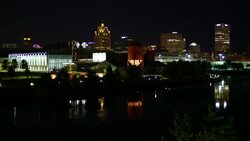 The Milwaukee Skyline At Night Stock Footage