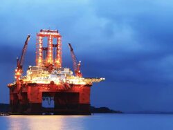 Oil rig in night timelapse Stock Footage