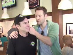 Mike Binder, Michael Rosenbaum at the Coney Dog Grand Opening Benefiting The Midnight Mission at West Hollywood CA. (Footage by WireImage Video/Getty Images Entertainment Video) Stock Footage