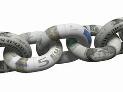 Length Of Chain Made From Dollars and Euros - HD1080 Stock Footage