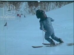 Family skiing trips in Norway 1970s. Children learning to ski. Stock Footage