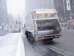 2013 Snow Storm, Sanitation Truck, NYC Stock Footage