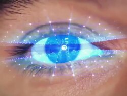 man eye looking on digital virtual screen Stock Footage
