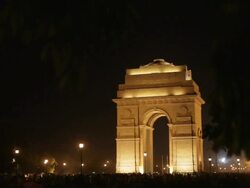 WS India Gate at night / New Delhi, India Stock Footage