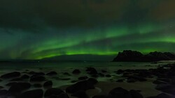 Northern Lights over a arctic fjord Stock Footage