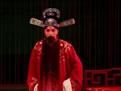 MS Actor performing qinqiang opera in theater, qinqiang is representative folk opera of northwest china AUDIO / xi'an, shaanxi, china Stock Footage