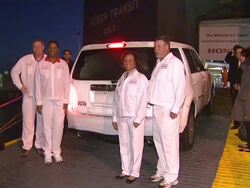ATMOSPHERE Alabama made Pilot at Honda's 1 Millionth US Export on 12/11/12 in Port Hueneme, CA  Stock Footage
