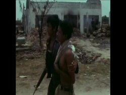 SYND 4-4-73 CAMBODIAN TROOPS AND REFUGEES RETREAT FROM CHAMBAK News Clip