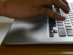 Typing On Laptop Keyboard Stock Footage