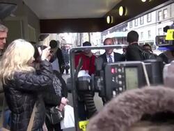 Matt Lauer at Harvey WeinsteinÃ•s Giants Super Bowl Pep Rally in New York on 2/1/2012 (Footage by WireImage Video/Getty Images Entertainment Video) Stock Footage