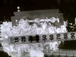 MS SLO MO Syringe being Fallen on drug powder / Vieux Pont, Normandy,  France Stock Footage