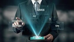 Solution Success Concept Businessman using digital tablet technology futuristic background Stock Footage