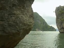 panning : Ko Tapu island in rainy seasons Stock Footage