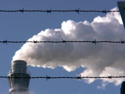 Barbed Wire with Chimney HD Stock Footage