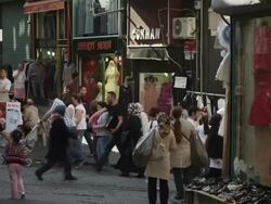 WS Pedestrians walking on busy street / Istanbul,Turkey Stock Footage