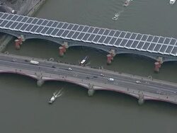 Aerials of flotilla marking Churchill anniversary News Clip