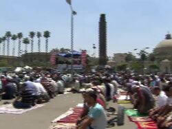Pro Morsi supporters praying and chanting News Clip