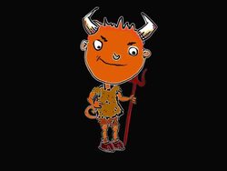 Little cartoon devil appears and taps his trident Stock Footage