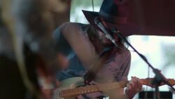 Two guitarists rock out on stage at live music showcase in Austin, Texas Stock Footage