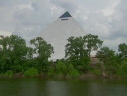 WS POV View of pyramid arena near wolf river / Memphis, Tennessee, United States Stock Footage