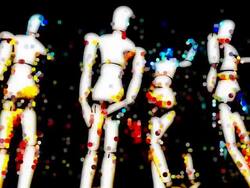 MANIKINS - capture two, black back : mixed media (LOOP) Stock Footage