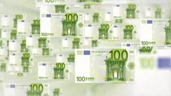 Hundred euro notes float forward against a white background. Stock Footage