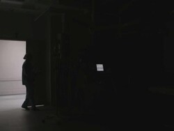 African American nurse entering in an operating room Stock Footage
