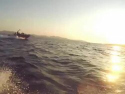 Riding inflatable boat rib Stock Footage