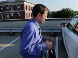 MS POV Man walking and entering in car / Portland, ME, United States Stock Footage
