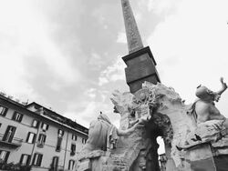 Bernini and Borromini Masterpieces in Piazza Navona Stock Footage