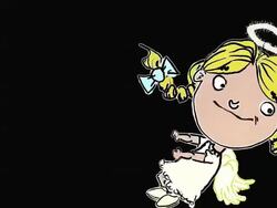 Cute little cartoon angel animating two full screen Transitions Stock Footage