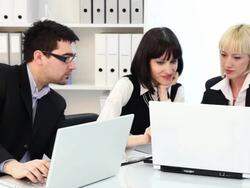 Successful business people working in office Stock Footage