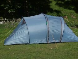 Camping tent in a field Stock Footage