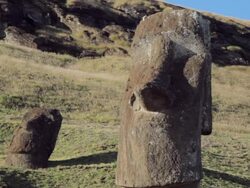 MS Shot of Moai statue / Rapa Nui National Park, Easter Island, Chile  Stock Footage