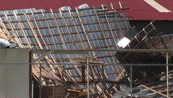 Demolished roof, Hurricane Katrina aftermath Stock Footage