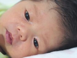 Asian baby face close-up Stock Footage