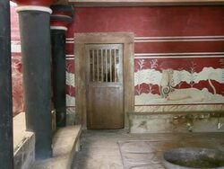 Knossos Palace, Throne Room, Throne, Knossos, Greece, Crete Island Stock Footage