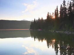 Sunrise over mountain lake Stock Footage