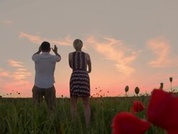 SLO MO Joyful Couple Feeling Triumphant Stock Footage