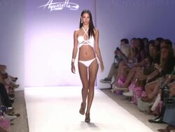 Models walk the runway during the Aquarella swimwear 2012 show Stock Footage