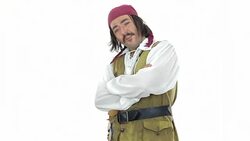 Frowning pirate looking at camera. Stock Footage