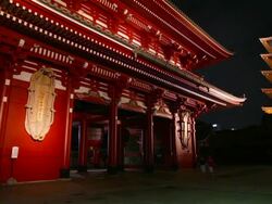 Asakusa Shrine at night in Tokyo, Japan Stock Footage
