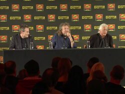 INTERVIEW: Jimmy Page on meeting Rory Gallagher at Led Zeppelin Celebration Day Press Conference on September 21, 2012 in London, England (Footage by WireImage Video/Getty Images) Stock Footage