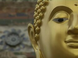 Pan Right Reveal Buddha Statue Wat Arun Bangkok Thailand Stock Footage